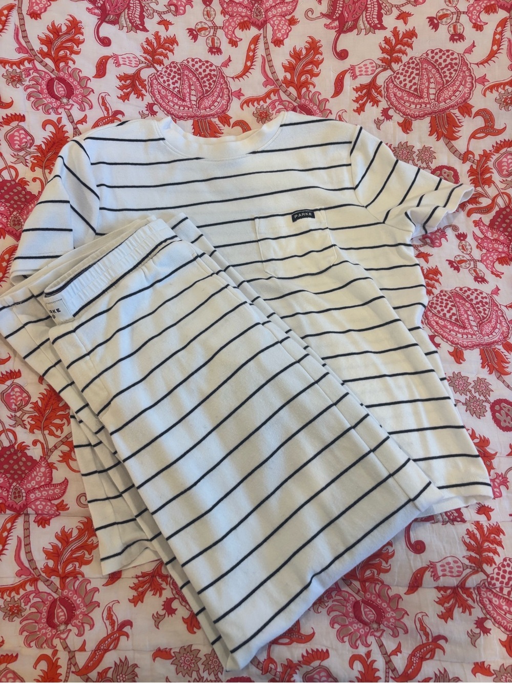Parker White & Navy Striped Short Sleeve Tee Set